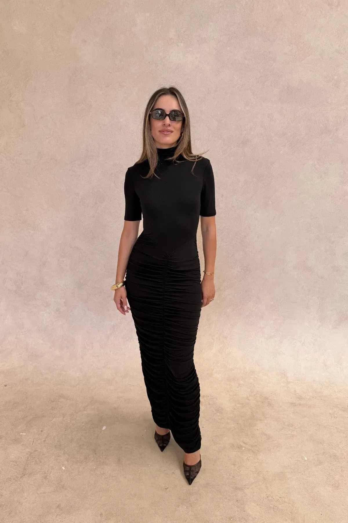 Imana Draped Maxi Dress Black - Sneaky Link - Size XXS - Image 1