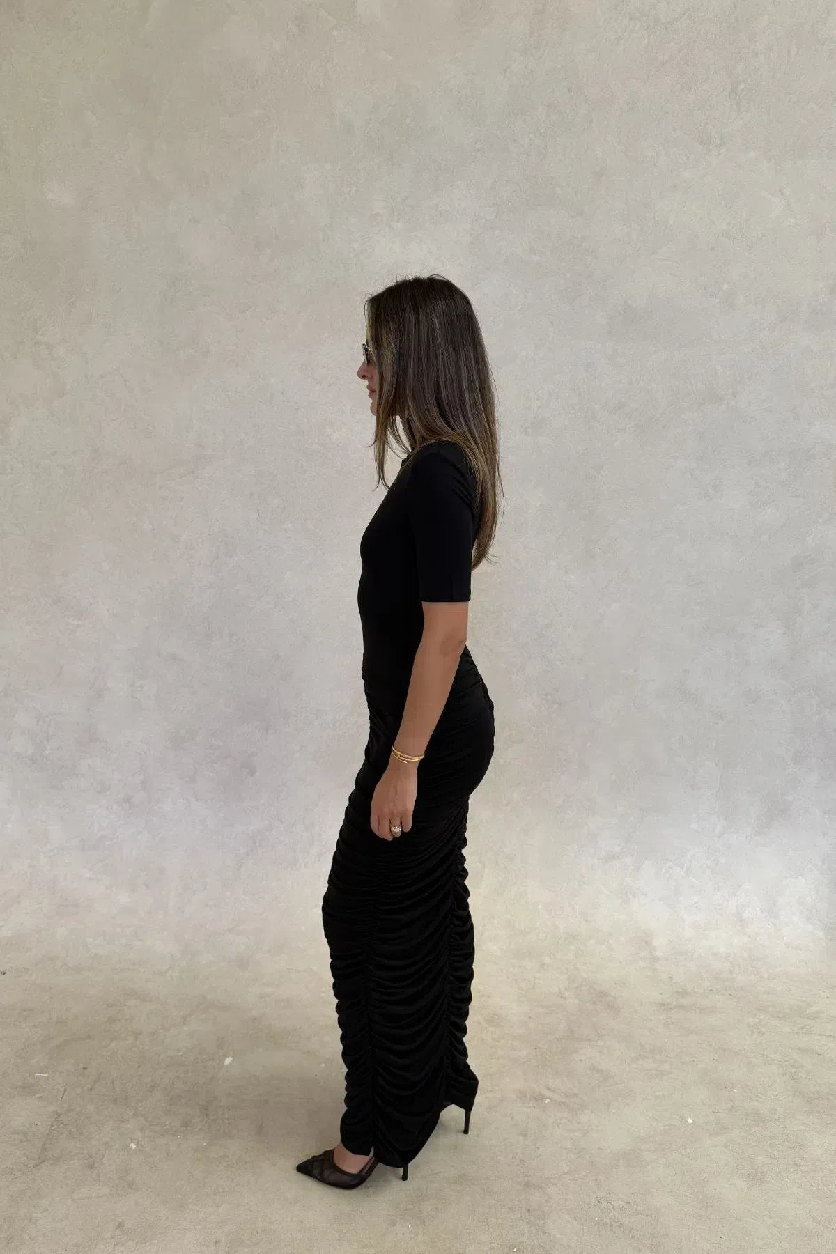 Imana Draped Maxi Dress Black - Sneaky Link - Size XXS - Image 3