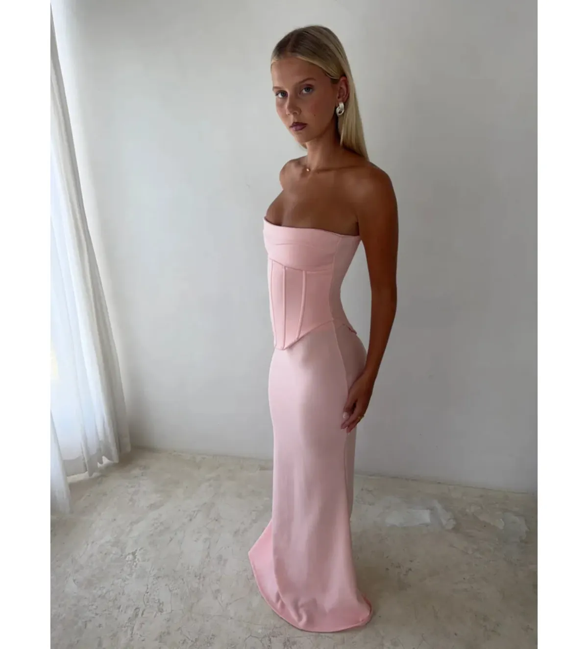 Hntr The Label Louie Gown in Baby Pink Size L/AU12 - Image 2