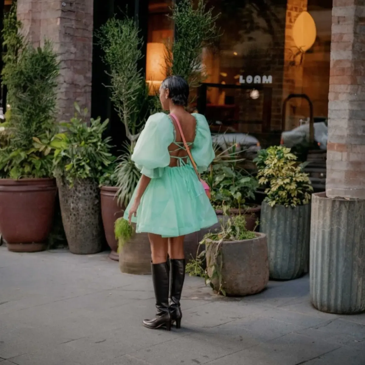 AJE Astrid Tie Back Mini Dress Green Size 16 - Image 3