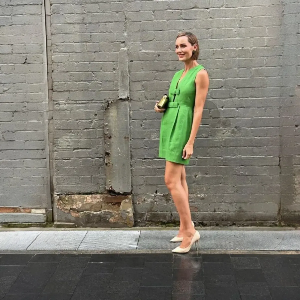 Oroton Bow Mini Dress in Green Size 14 - Image 1