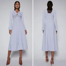 Scanlan Theodore Lilac Crepe Knit Keyhole Dress Size Small for rent on The Volte - image 3