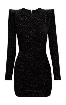 Alex Perry Raine Velvet Crystal Mini Dress Black Size 12  RRP $3,800 for rent on The Volte - image 1