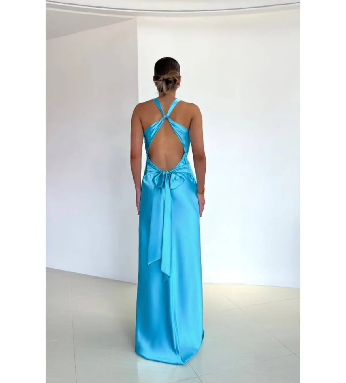 Ruth Tarvydas Goddess Gown in Aqua Size AU8 - Image 3