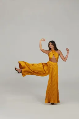 Karna Ramsay Stella Jumpsuit Yellow Gold Size M (AU 10) for rent on The Volte - image 3