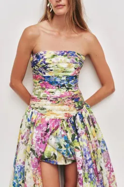 AJE Strapless Dahlia Gown in Lavandula - Size 14 AU - Colourful Floral Print Maxi Dress for rent on The Volte - image 5