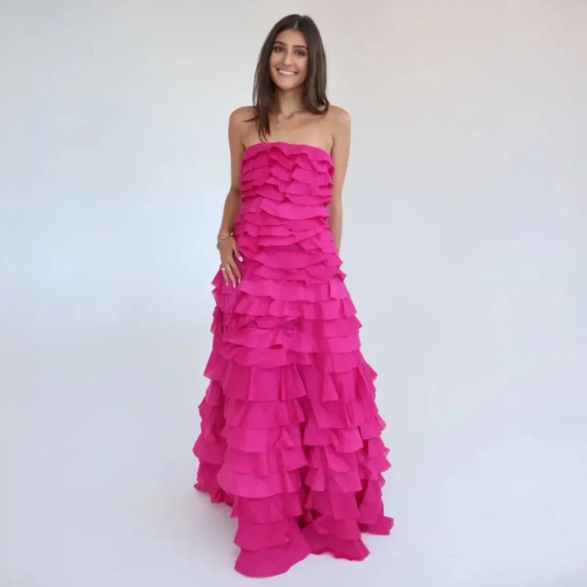 AJE Fleur Pleated Magenta Gown Size 10 - Image 1