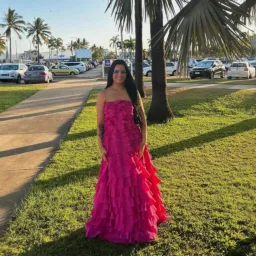 AJE Fleur Pleated Magenta Gown Size 10 for rent on The Volte - image 3