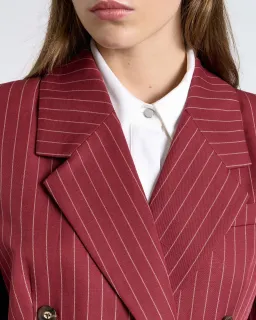 CUE Linen blend pinstripe suit - Maroon (12) for rent on The Volte - image 3