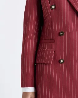 CUE Linen blend pinstripe suit - Maroon (12) for rent on The Volte - image 5