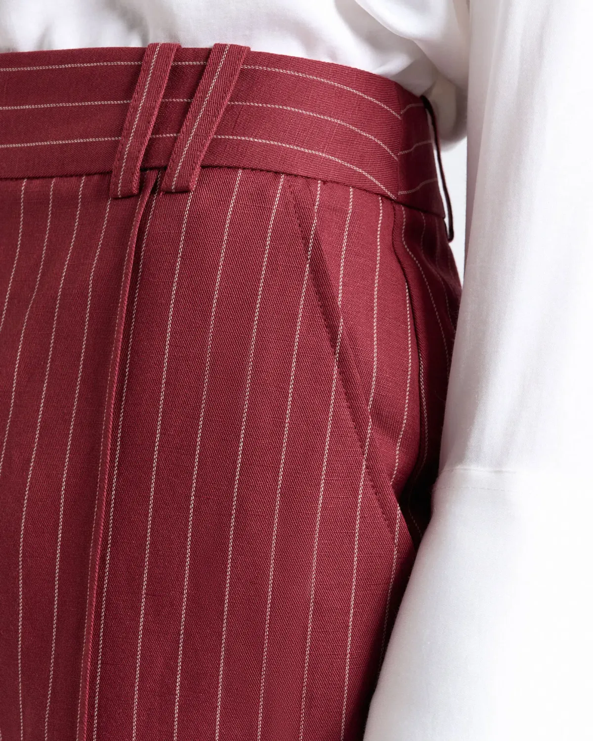 CUE Linen blend pinstripe suit - Maroon (12) - Image 4