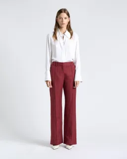 CUE Linen blend pinstripe suit - Maroon (12) for rent on The Volte - image 2