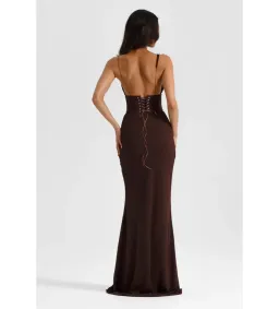 Natalie Rolt Hallie Gown in Espresso Size 1/AU8 for rent on The Volte - image 2