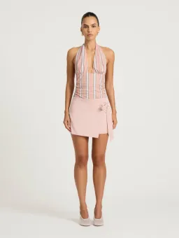 Benni Tiano Mini Dress Pink Stripe Size 8 for rent on The Volte - image 1