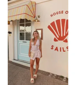 Benni Tiano Mini Dress in Pink Stripe Size AU6 for rent on The Volte - image 1