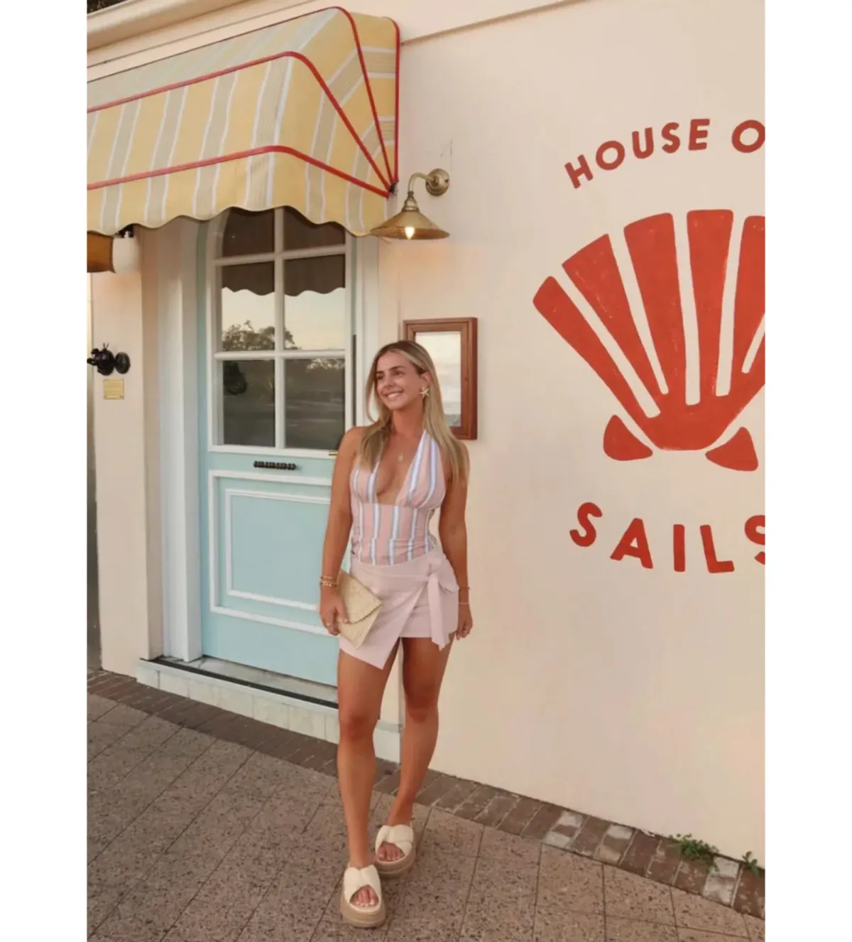 Benni Tiano Mini Dress in Pink Stripe Size AU8 - Image 1