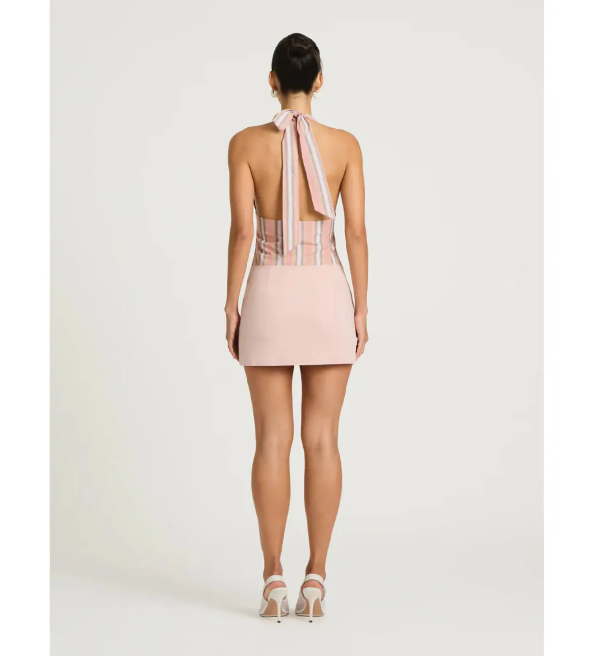 Benni Tiano Mini Dress in Pink Stripe Size AU10 - Image 4