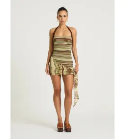 Benni Marnie Mini Dress in Earth Stripe Size AU8 for rent on The Volte - image 1