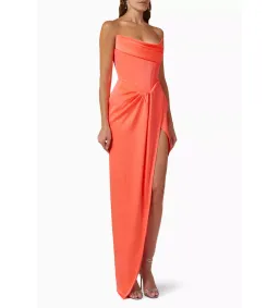 Alex Perry Harland Draped Satin Gown in Orange Size S/AU8 for rent on The Volte - image 1