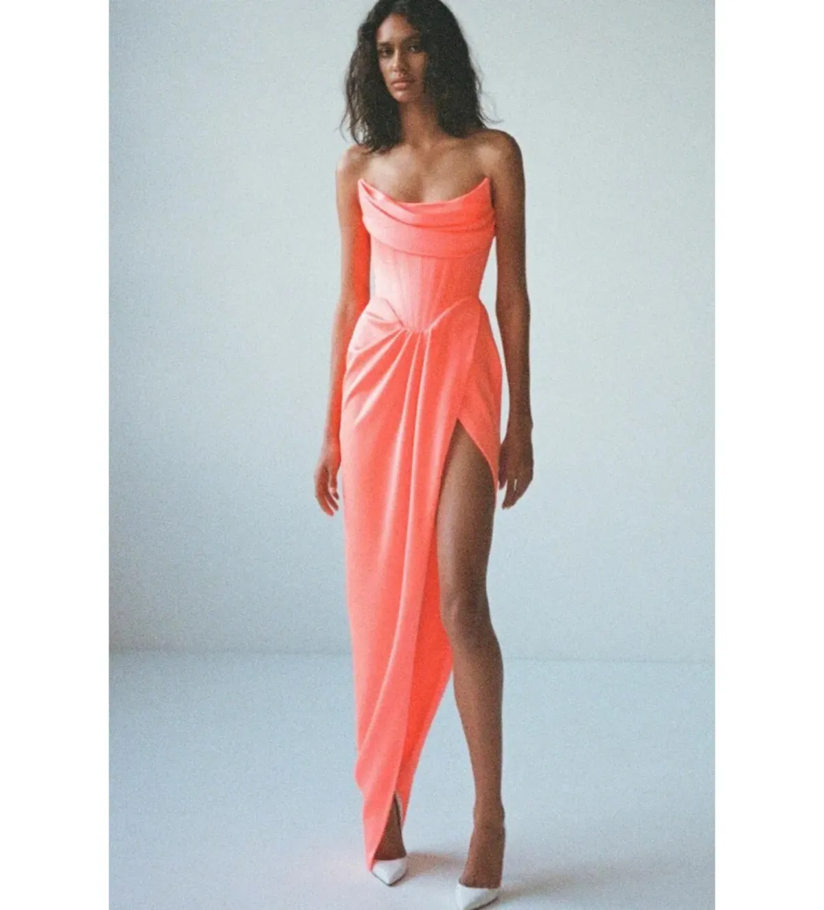 Alex Perry Harland Draped Satin Gown in Orange Size S/AU8 - Image 3
