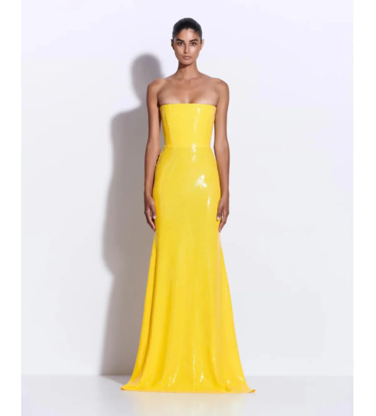 Alex Perry Strapless Sequin Gown in Yellow Size AU8 - Image 1