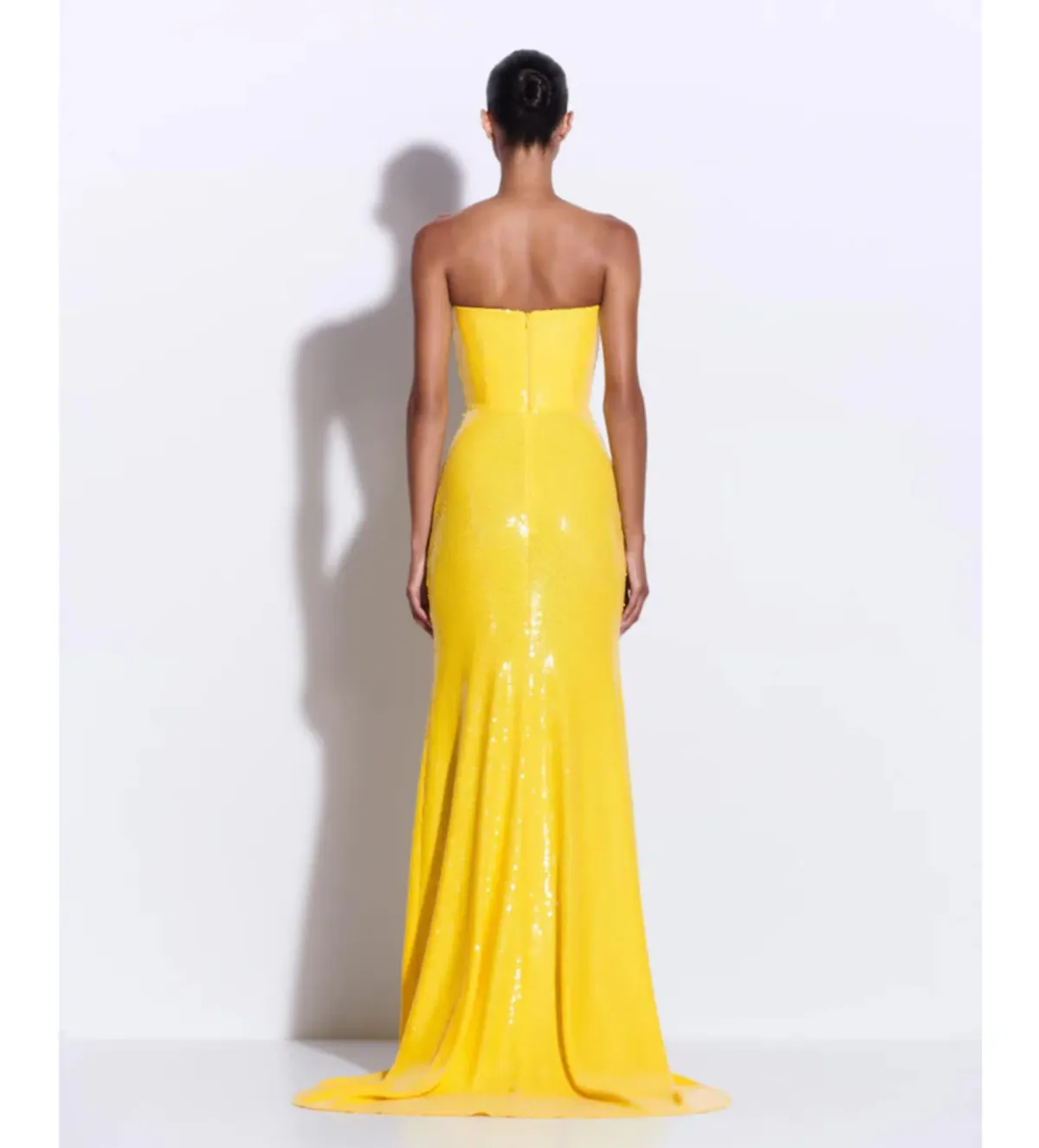 Alex Perry Strapless Sequin Gown in Yellow Size AU8 - Image 2
