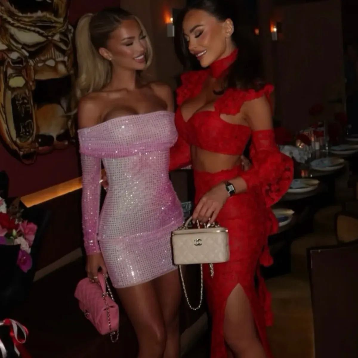 Self-Portrait Contour Print Embellished Pink Mini Dress - Image 4