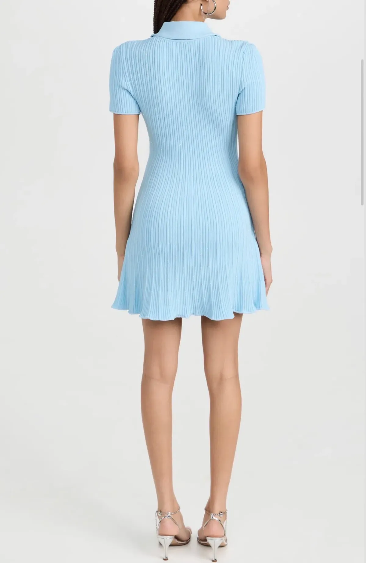 SELF PORTRAIT SEQUIN KNIT MINI DRESS BLUE SIZE 8 - Image 3