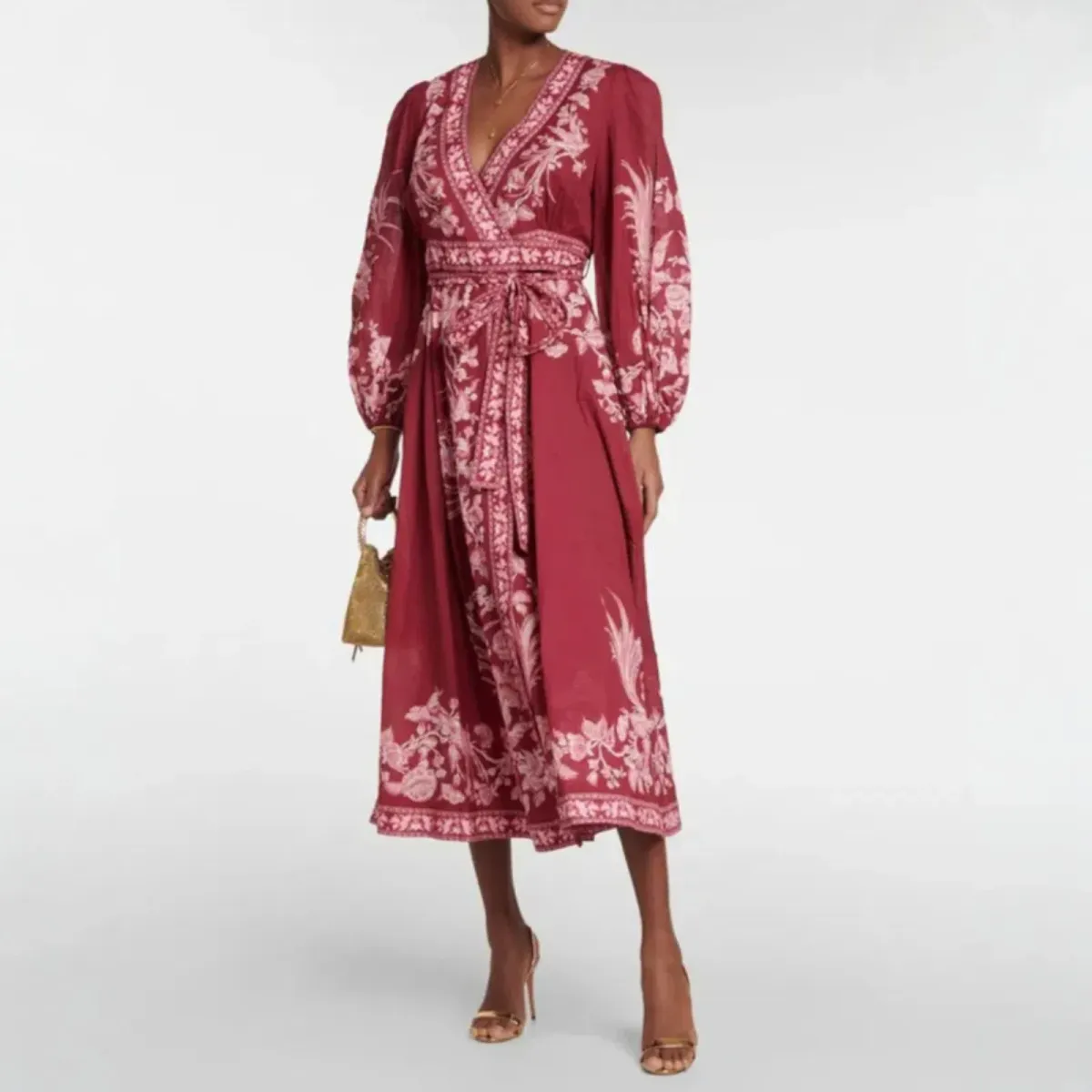 Zimmermann Tiggy Wrap Midi Dress in Rhubarb Bird Size 10 - Image 2