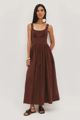 🤎 New AJE Sunny Midi Dress in Chocolate Brown Size 12 AU 🤎 for rent on The Volte - image 1
