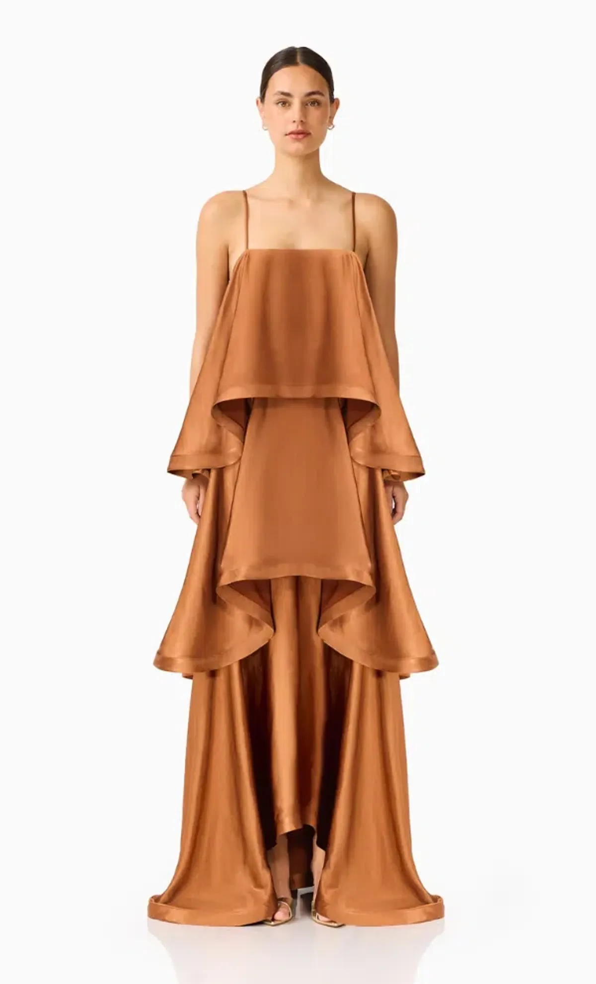 Elliatt  Tilly Tiered Maxi Dress in Toffee Brown - Image 1