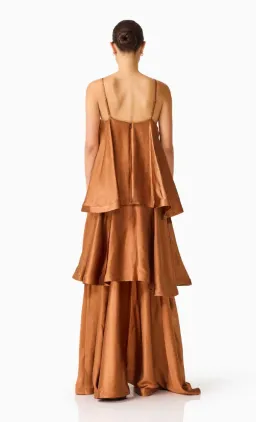 Elliatt  Tilly Tiered Maxi Dress in Toffee Brown for rent on The Volte - image 3