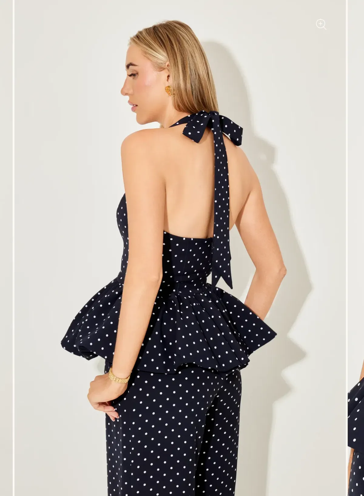 Polka Dot Peplum Top and Polka Dot Wide leg pant set - Odd Muse London - Image 3