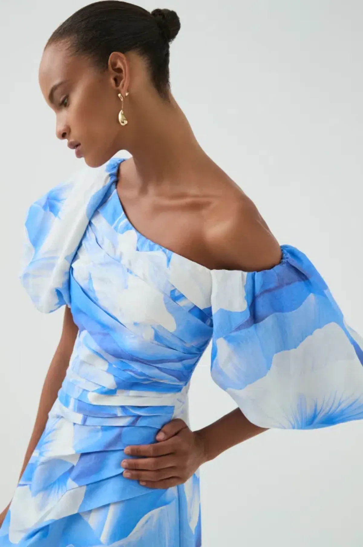 Aje Cadence Ruched Midi Dress – Floral Blue sz 8 - Image 3