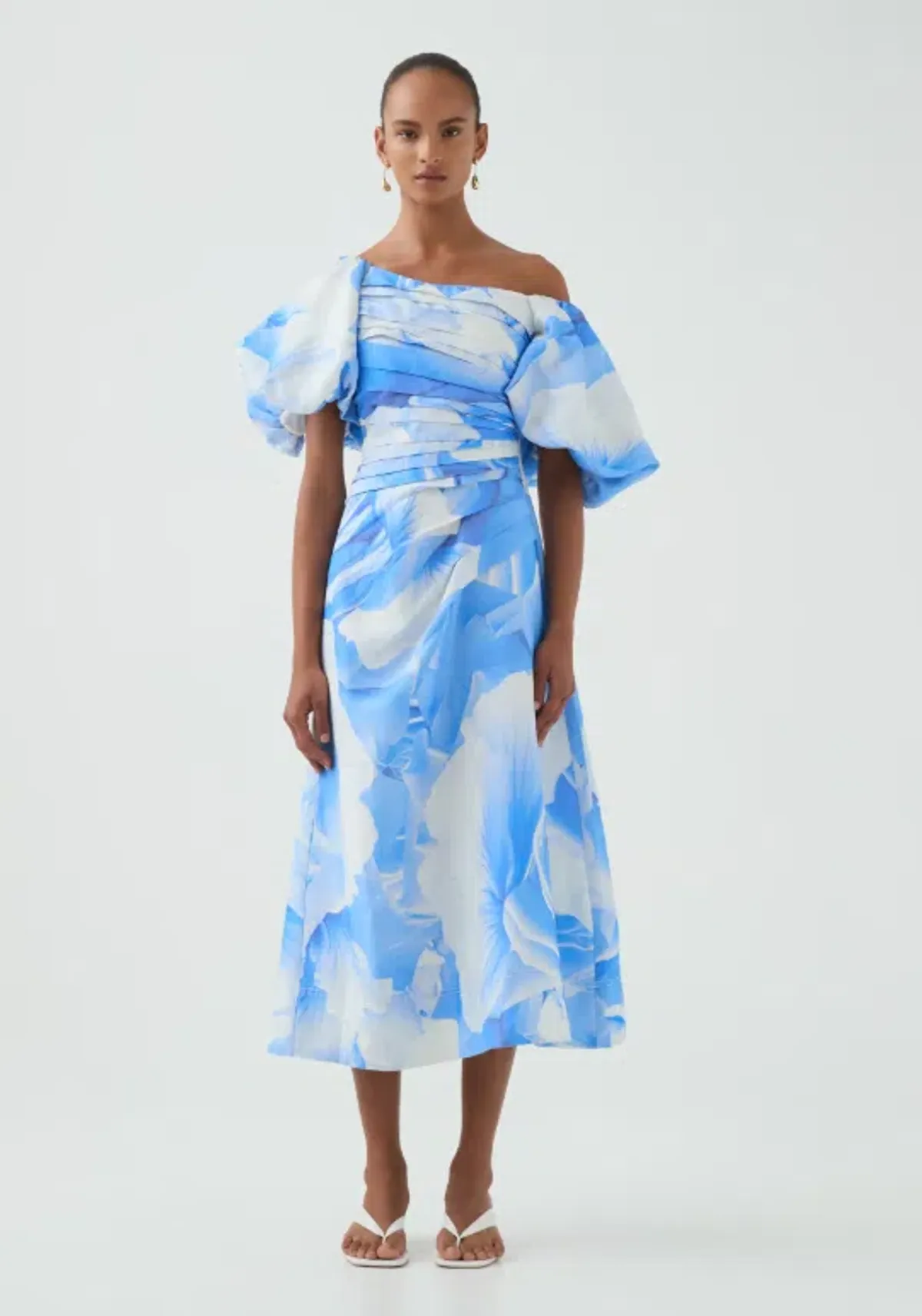 Aje Cadence Ruched Midi Dress – Floral Blue sz 8 - Image 5