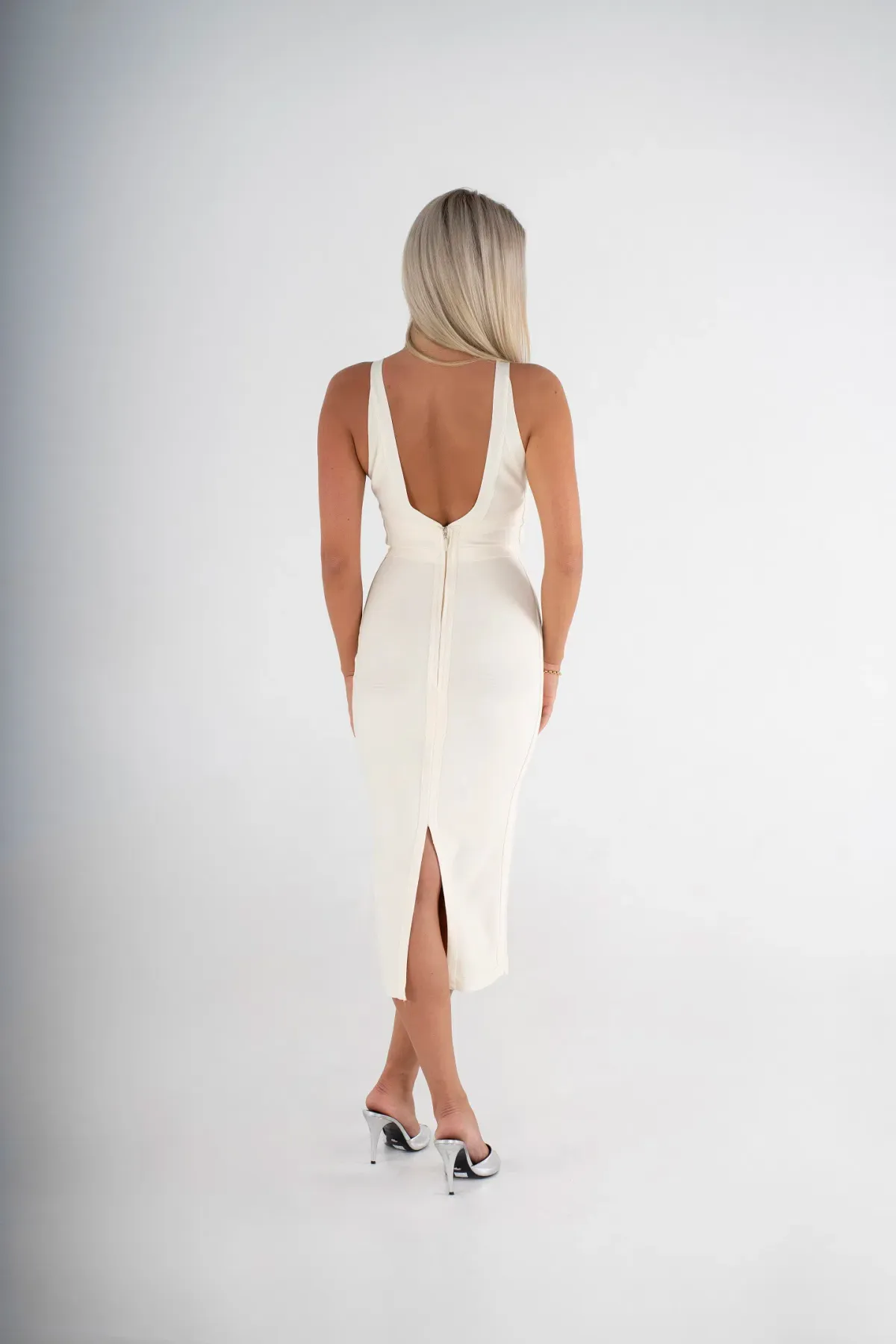 House of Cb The Classic Bandage Midi Dress Ivory - Image 2