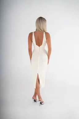 House of Cb The Classic Bandage Midi Dress Ivory for rent on The Volte - image 2