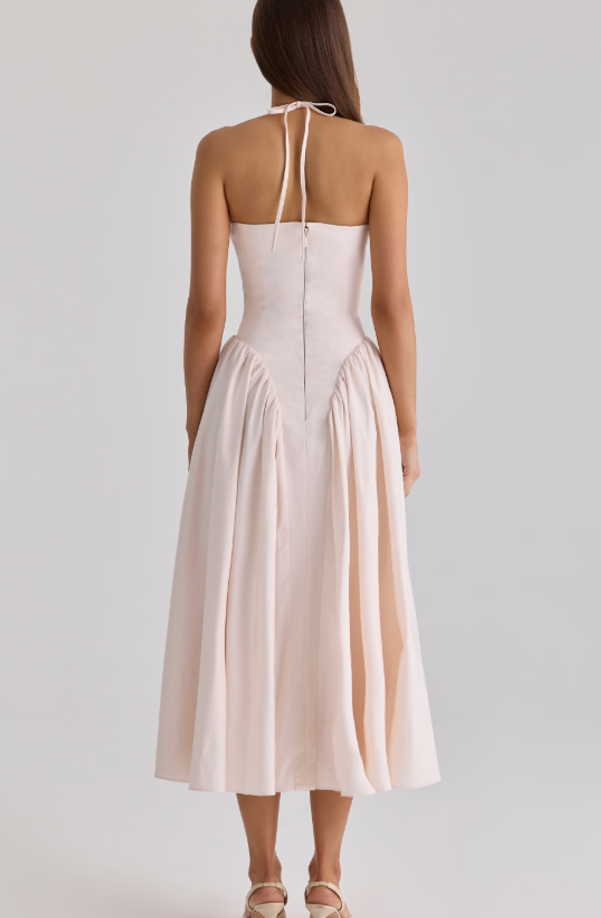 House of CB Lilli blush peek-a-boo keyhole cotton midi dress Size XS - Image 2