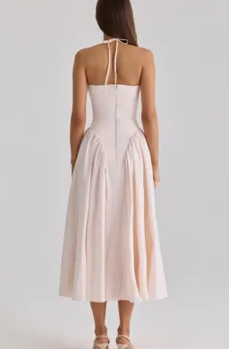 House of CB Lilli blush peek-a-boo keyhole cotton midi dress Size XS for rent on The Volte - image 2