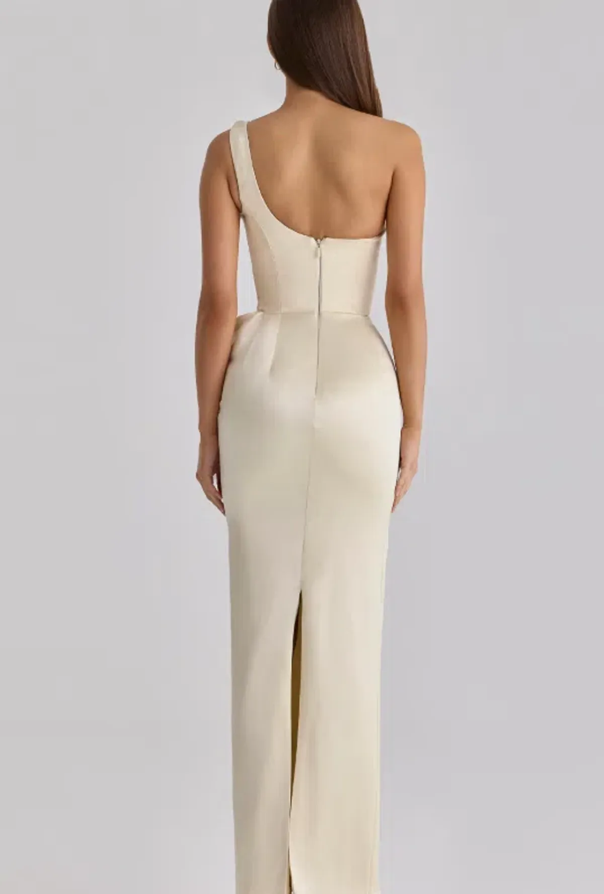 House of CB Caprice lemon one shoulder satin maxi dress Size S - Image 2
