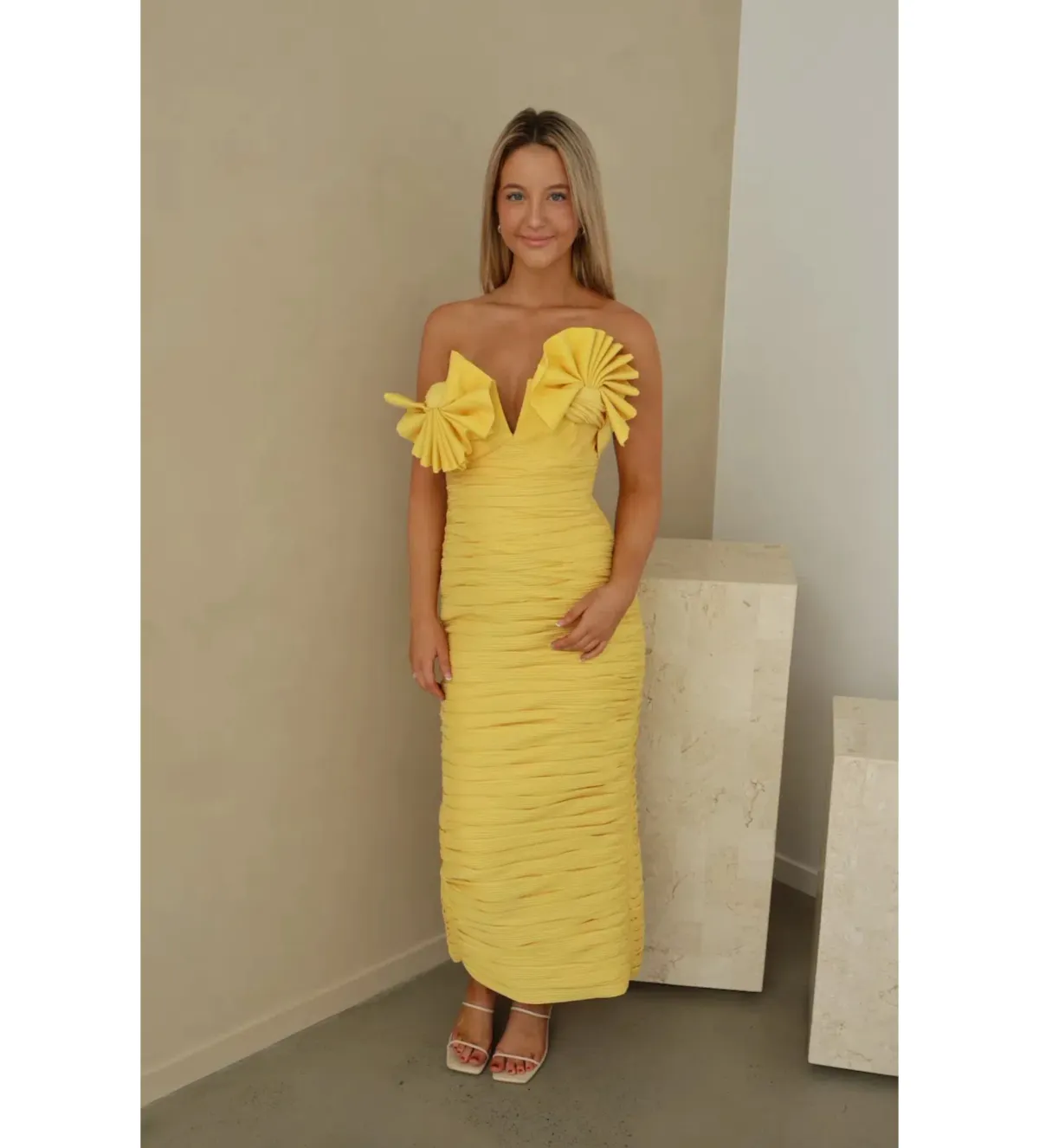 Rachel Gilbert Jensen Midi Dress Yellow Size 0/AU 6 - Image 2