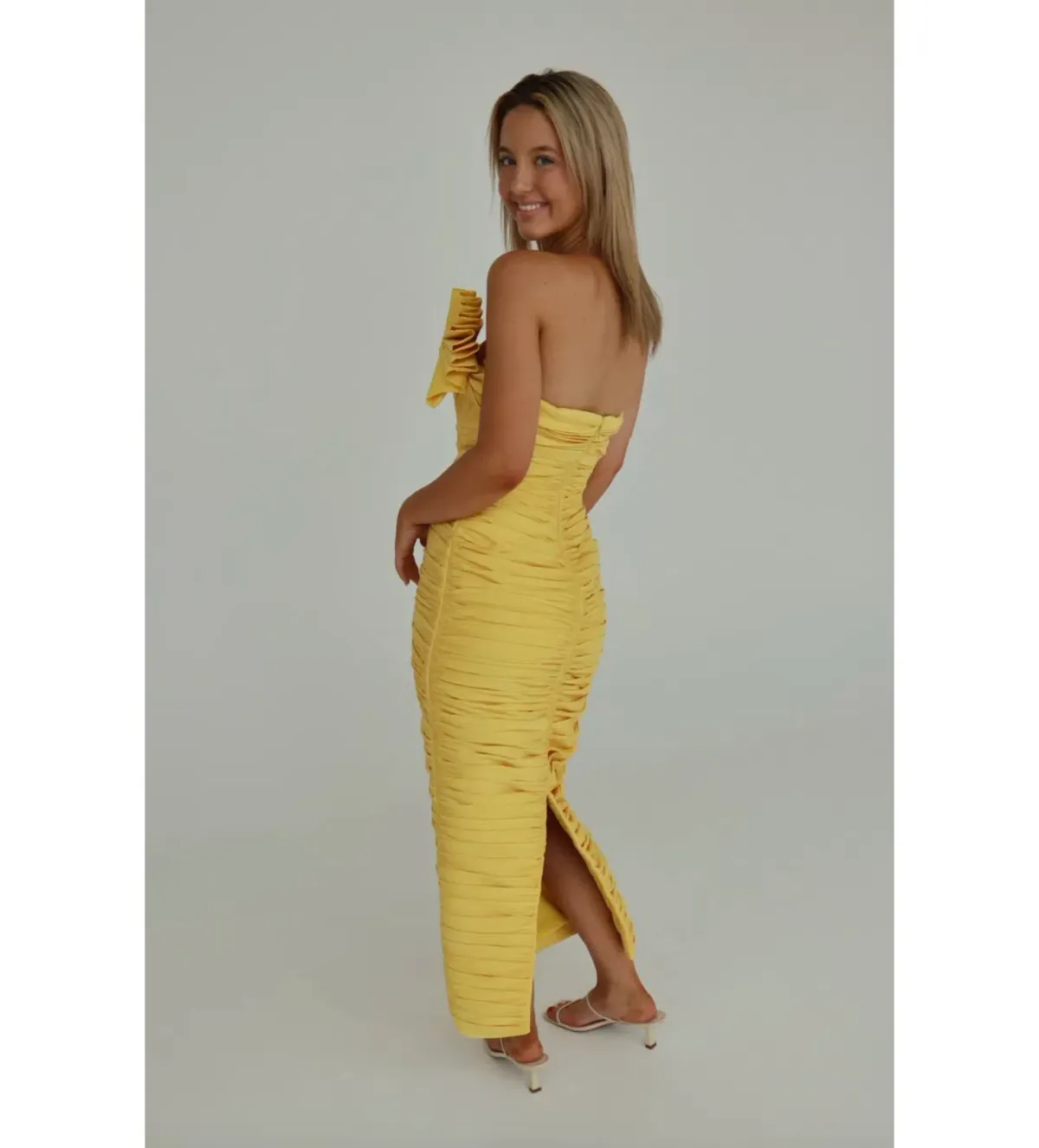 Rachel Gilbert Jensen Midi Dress Yellow Size 0/AU 6 - Image 4