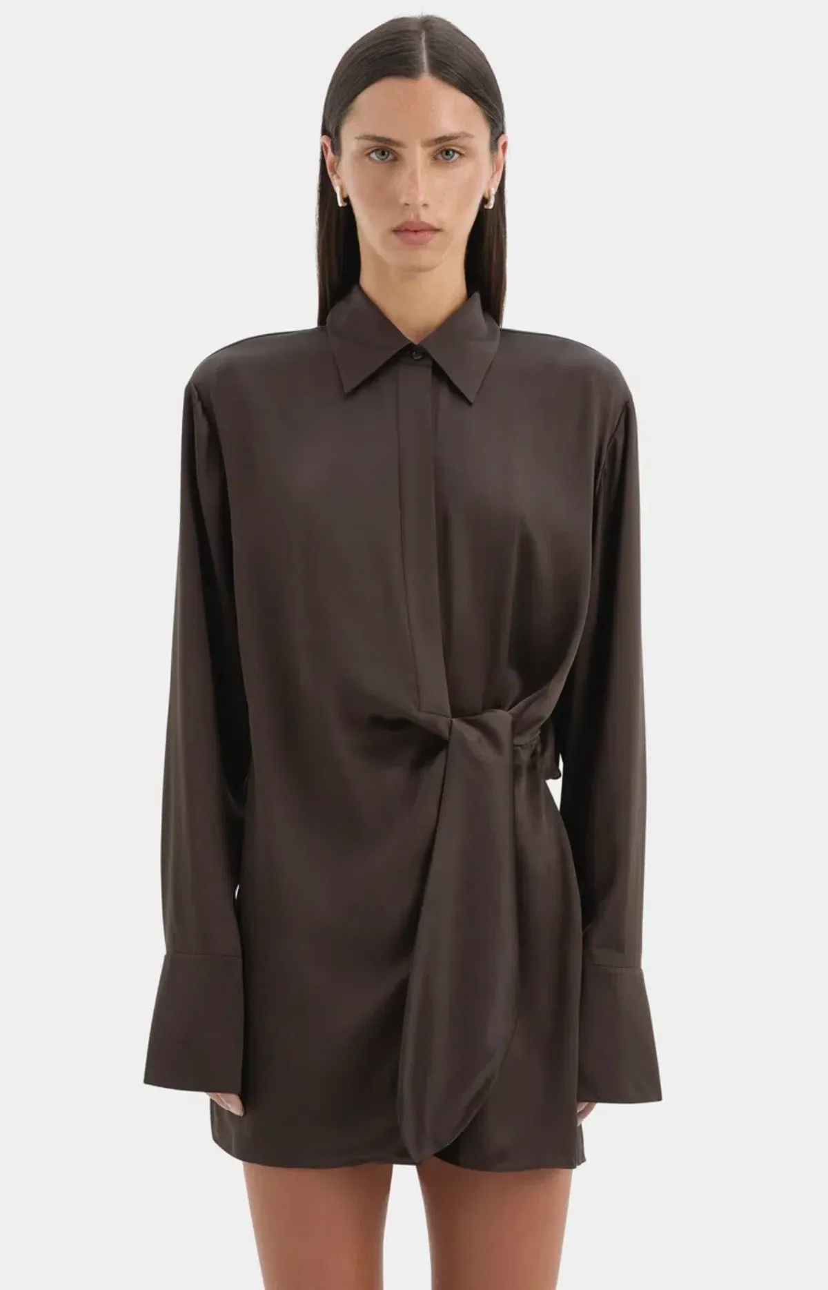 SIR SORRENTO SHIRT DRESS - SIR 2 CHOCOLATE - Image 2