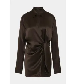 Sir the Label Sorrento Mini Shirt Dress in Bitter Chocolate Size 2 / AU 10 for rent on The Volte - image 5
