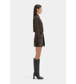 Sir the Label Sorrento Mini Shirt Dress in Bitter Chocolate Size 2 / AU 10 for rent on The Volte - image 4
