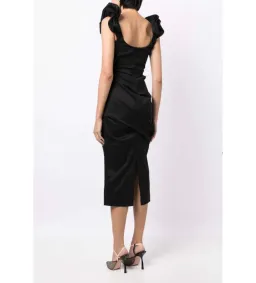 Rachel Gilbert Kalina Draped Sleeveless Midi Dress Black Size 8 for rent on The Volte - image 3