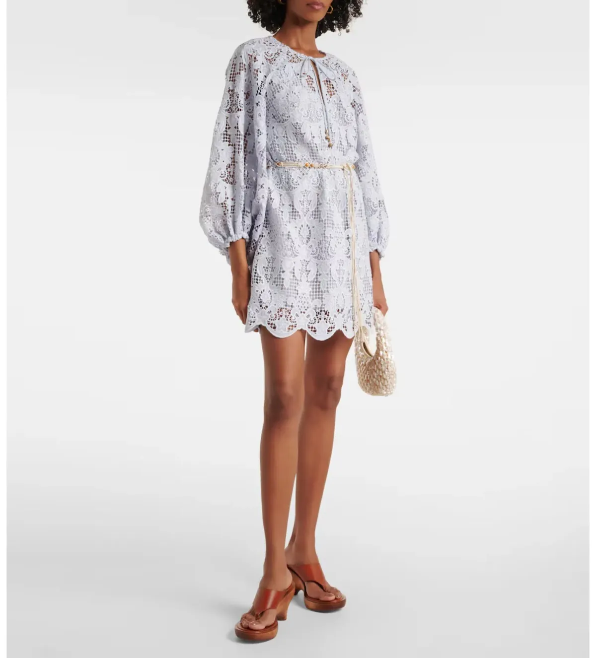 Zimmermann Coco Lace Tunic Mini Dress Blue Size 2/AU 10 - Image 1