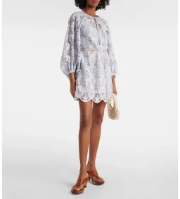 Zimmermann Coco Lace Tunic Mini Dress Blue Size 2/AU 10 for rent on The Volte - image 1