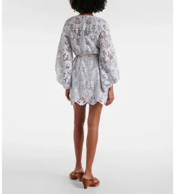 Zimmermann Coco Lace Tunic Mini Dress Blue Size 2/AU 10 for rent on The Volte - image 2