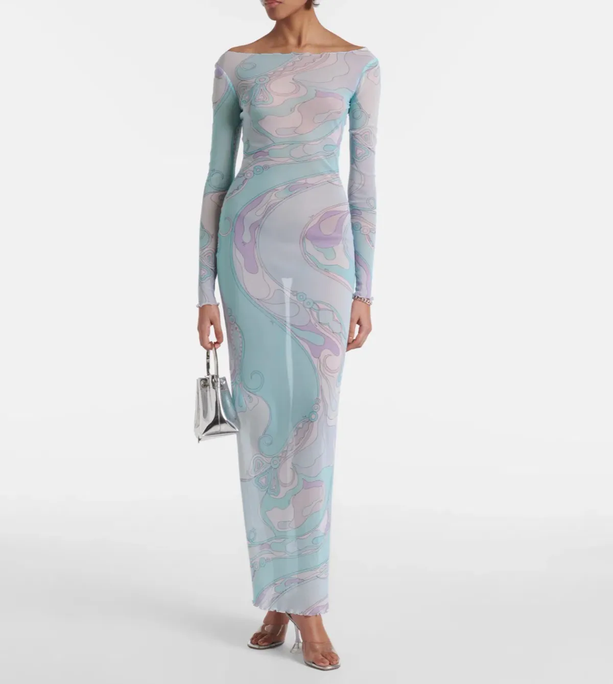 PUCCI - MARMO PRINT TULLE LONG DRESS - Image 1